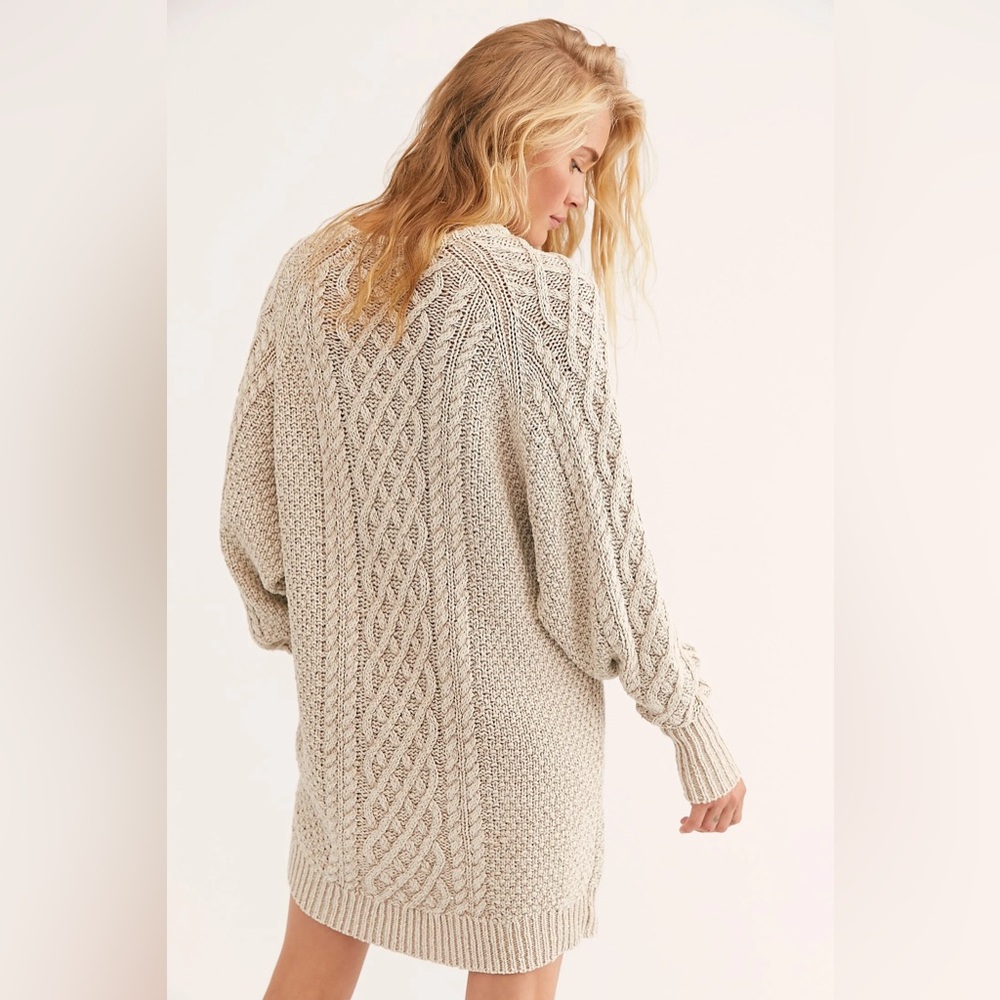 Free People On a Boat Cableknit Slouchy Sweater Dress size large - Picture 2 of 7